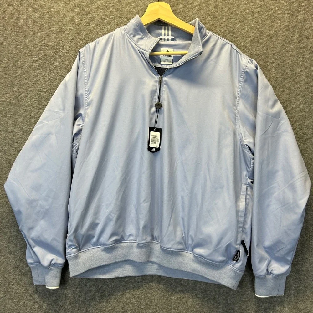 Adidas ClimaShell Windshirt Mens Large Blue 1/4 Zip Pullover Jacket 726203 NEW